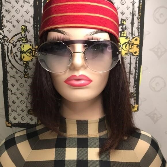 New Authentic Prada Gray and Gold Geometric Sunglasses - Picture 1 of 13